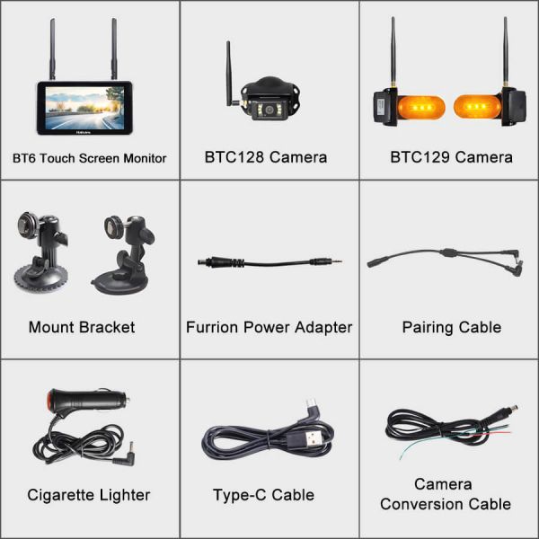 Byte Tango BT6 Touch Plus 1080P Wireless Backup Camera System with 3 Cameras & Touch Screen 