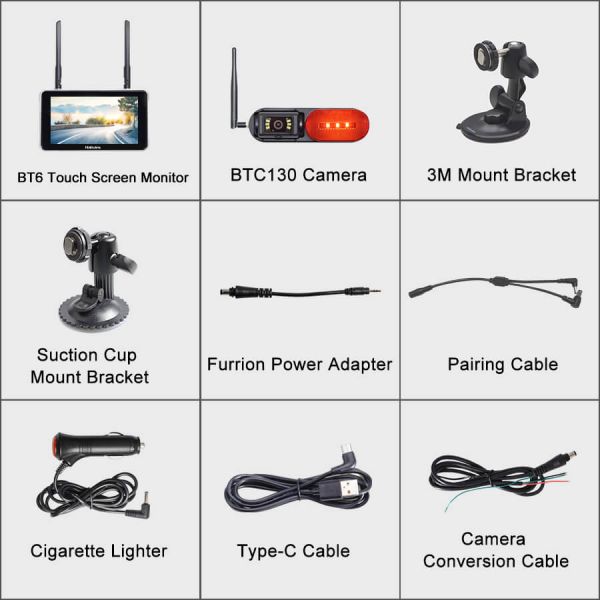 Byte Tango BT6R Touch 1080P Wireless Backup Camera System with Marker Light & Touch Screen 