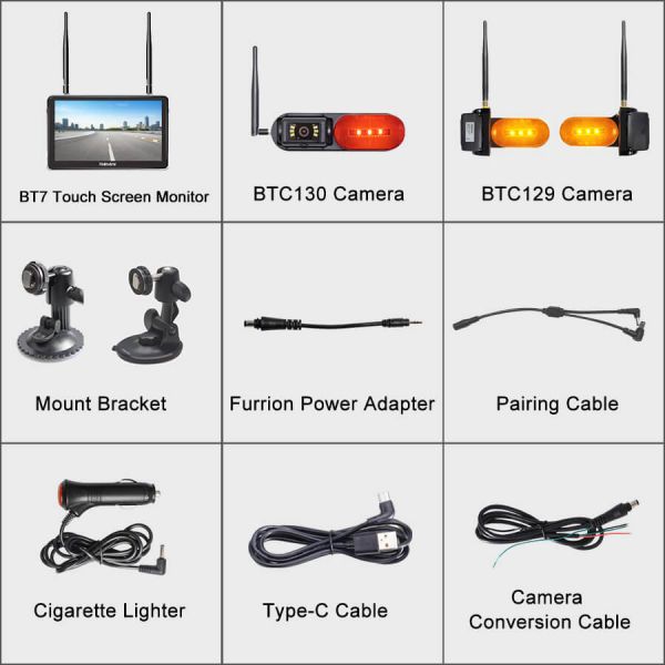 Byte Tango BT6R Touch Plus 1080P Wireless 3 Backup Camera System with Marker Light & Touch Screen 