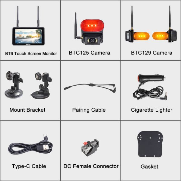 Byte Tango BT6R Touch Plus V2 1080P Wireless 3 Backup Camera System with Marker Light & Touch Screen 