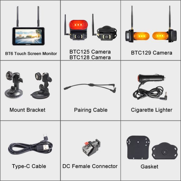 Byte Tango BT6R Touch Ultimate V2 1080P Wireless 4 Backup Camera System with Marker Light & Touch Screen 