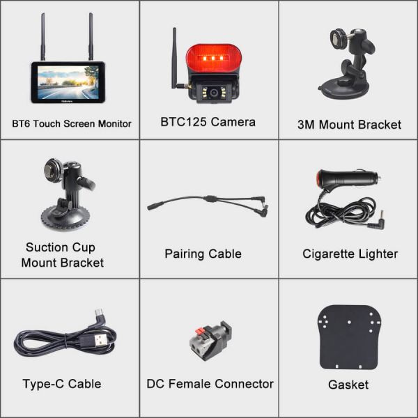 Byte Tango BT6R Touch V2 1080P Wireless Backup Camera System with Marker Light & Touch Screen 