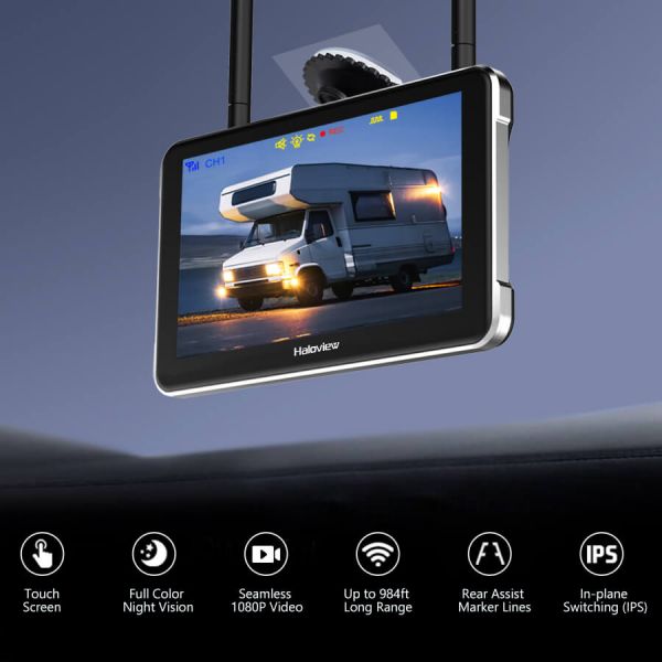 Byte Tango BT7R Touch Plus 1080P Wireless 3 Backup Camera System with Marker Light & Touch Screen