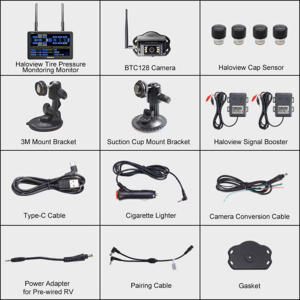 Byte Tango BT7 TPMS with 4 Sensors 1080P Wireless Backup Camera System with Integrated TPMS