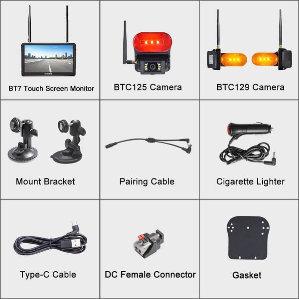 Byte Tango BT7R Touch Plus V2 1080P Wireless 3 Backup Camera System with Marker Light & Touch Screen