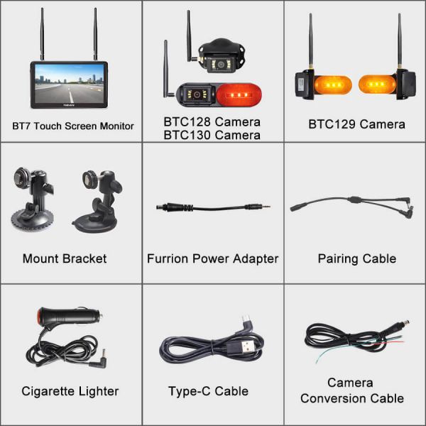 Byte Tango BT7R Touch Ultimate 1080P Wireless 4 Backup Camera System with Marker Light & Touch Screen