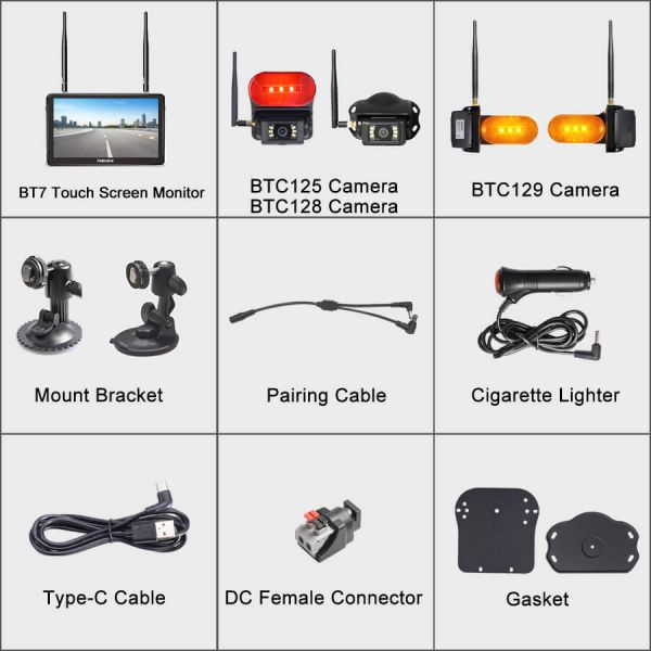 Byte Tango BT7R Touch Ultimate V2 1080P Wireless 4 Backup Camera System with Marker Light & Touch Screen