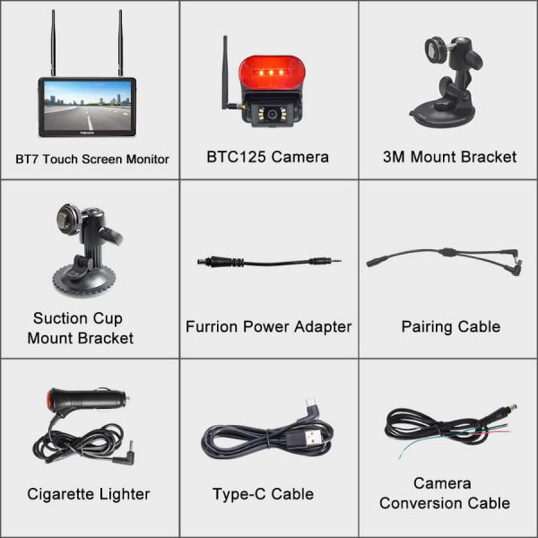 Byte Tango BT7R Touch V2 1080P Wireless Backup Camera System with Marker Light & Touch Screen