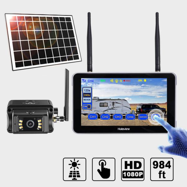 Byte Tango BT7 Solar Wireless 1080P Solar Powered Backup Camera with Touch Monitor