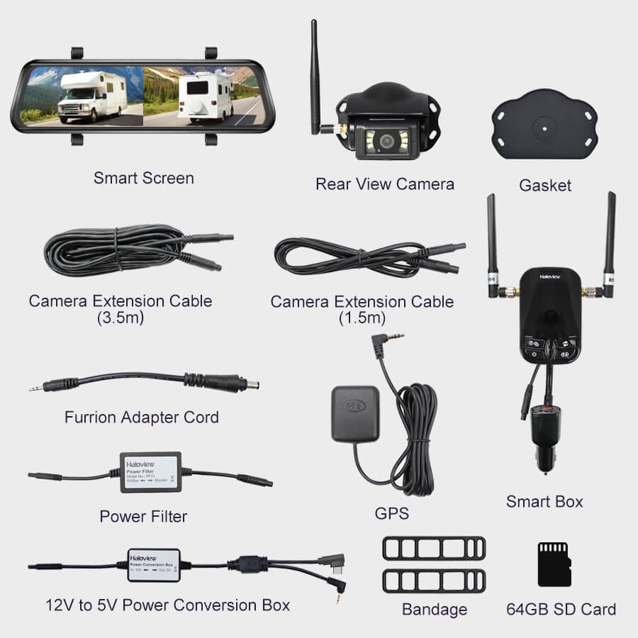 Haloview BT12 Byte Tango 1080P 10 Inch Dashcam & Wireless Observation  Camera System with Apple CarPlay
